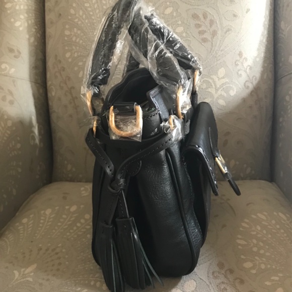 NWT Dooney & Bourke Medium Pocket Satchel Florentine Leather/Black/Black - Picture 8 of 11